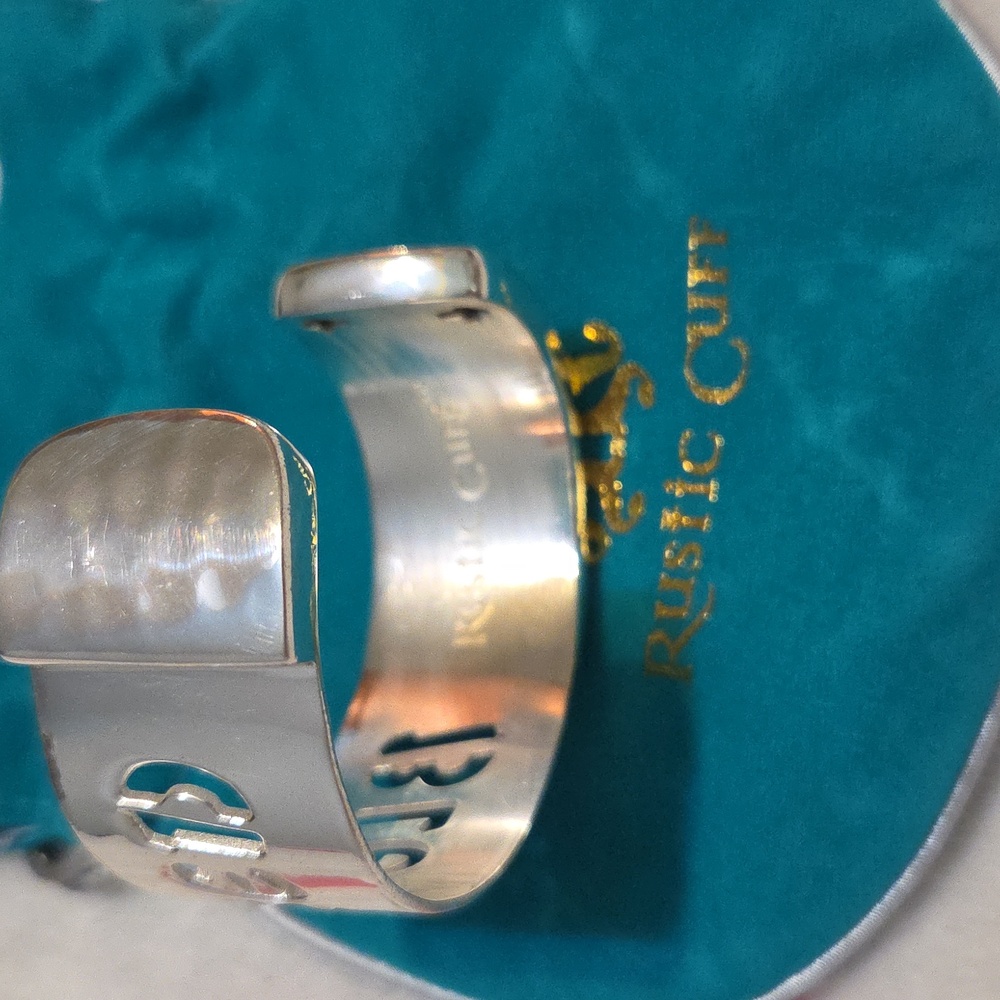 Rustic Cuff Silver 'Blessed' Cuff Bracelet - image 3